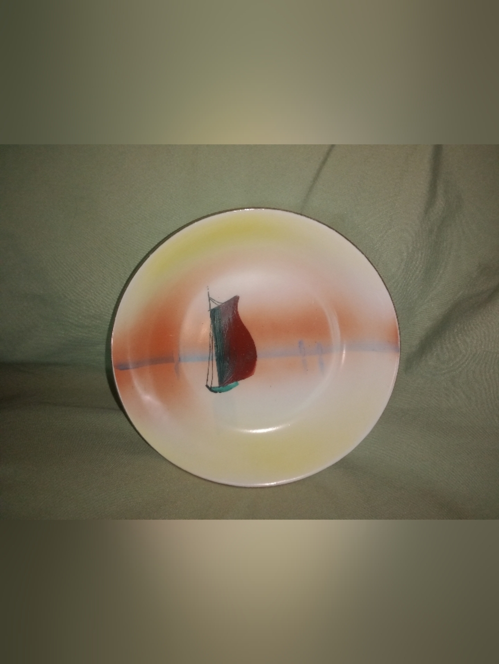 Meito China Hand Painted Sailboat Sunset Bowl 5 1/2" Diameter Vintage Decor
